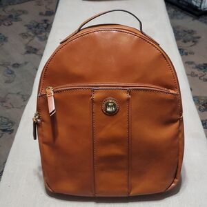 Liz Claiborne Vintage faux vegan leather backpack. Dark brown.